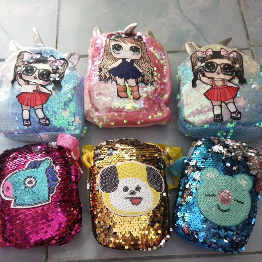 TAS SELEMPANG ANAK KARAKTER BTS | TAS SISIK LUCU