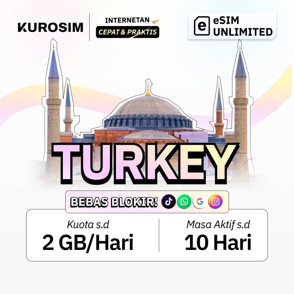 eSIM Turki Unlimited KUROSIM | Internet Data Roaming Turkiye Turkey Istanbul Avea Vodafone Turkcell