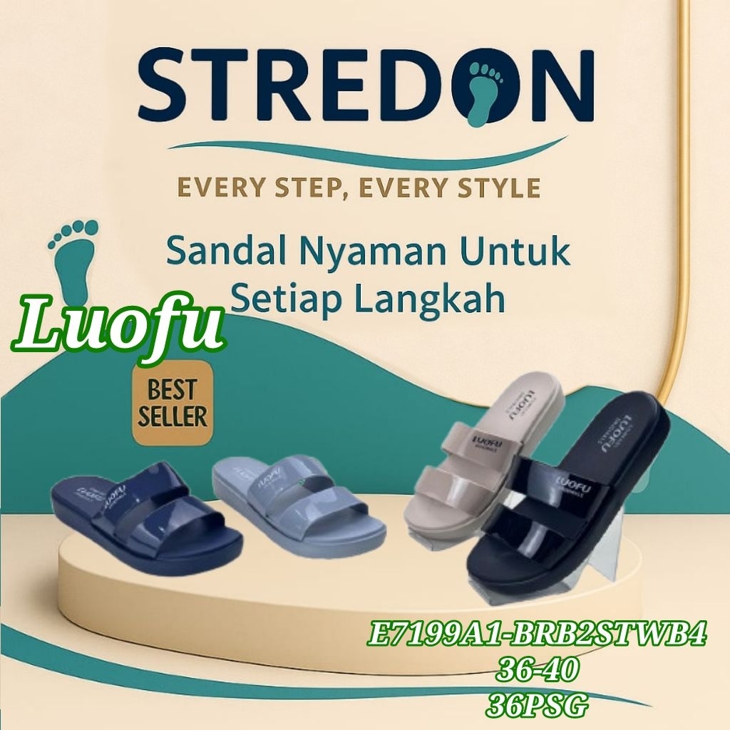 Sandal Wanita LUOFU Original Premium E7199A1 | Sandal Selop Kekinian Empuk & Stylish | Size 36–40 | 