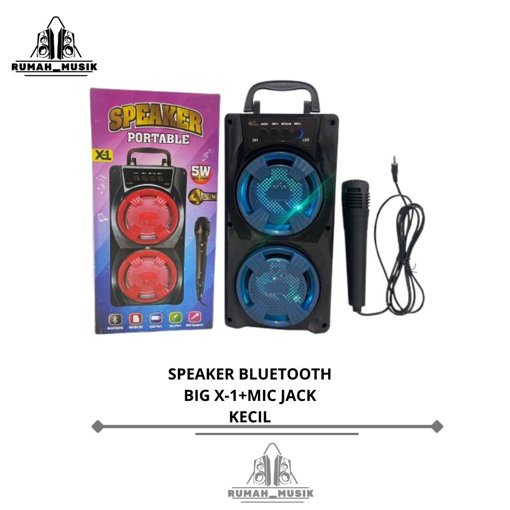 SPEAKER BLUETOOTH BIG X-1 + mic jack kecil/Speaker bluetooth portabel BIG BASS