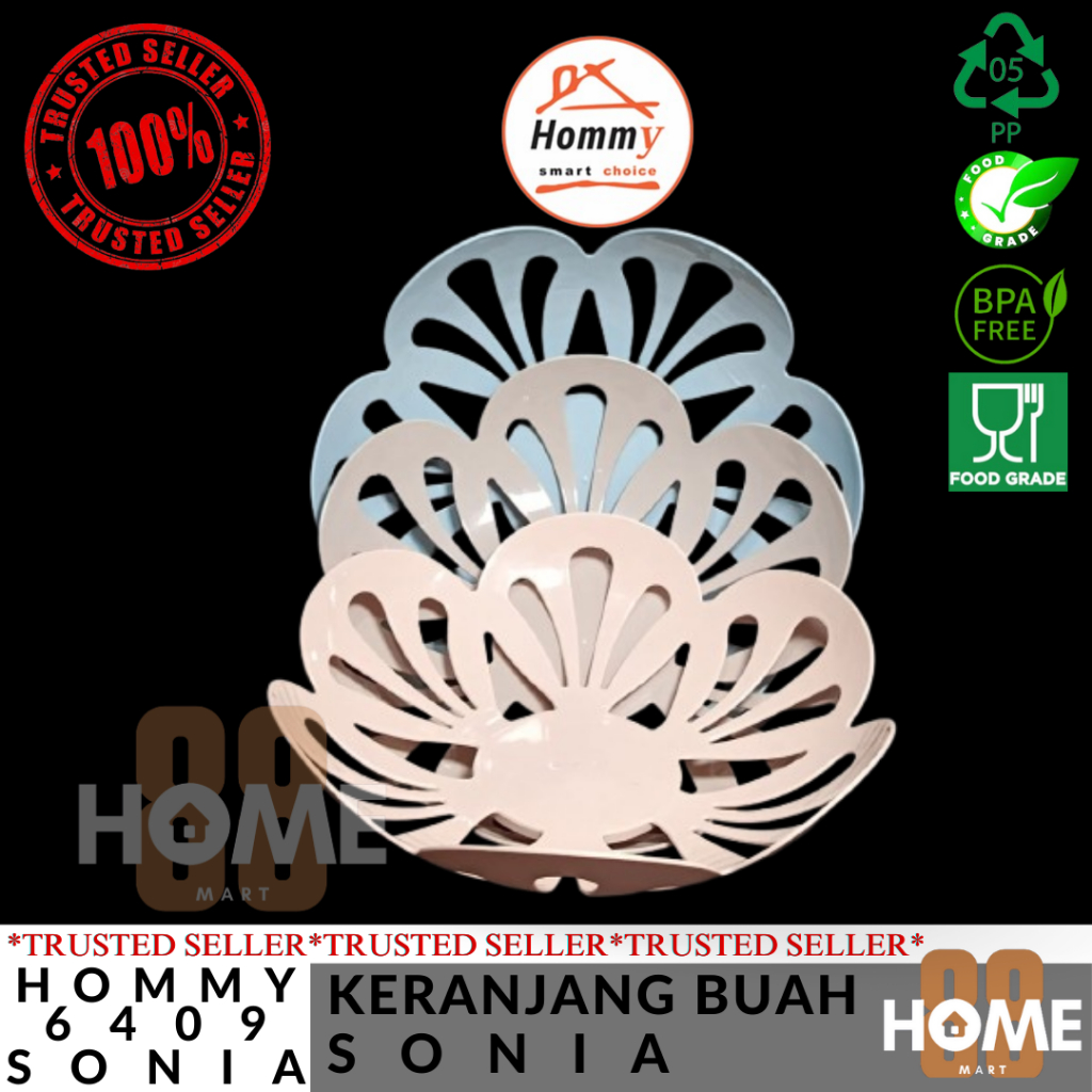 HOMMY 6409 - KERANJANG BUAH OVAL PLASTIK / KERANJANG HAMPERS / KERANJANG SERBAGUNA / KERANJANG PARCE