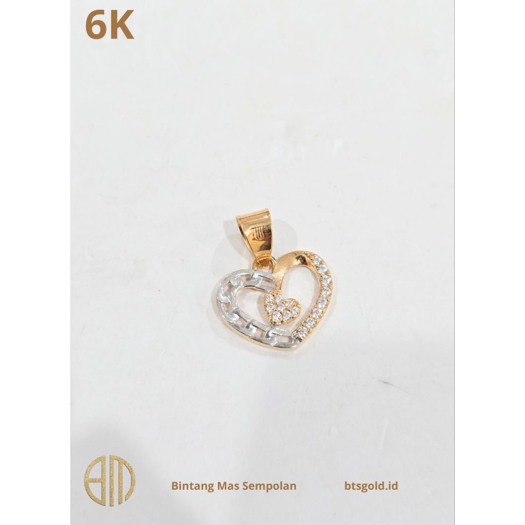 Liontin Love Permata Putih Slep Emas Asli