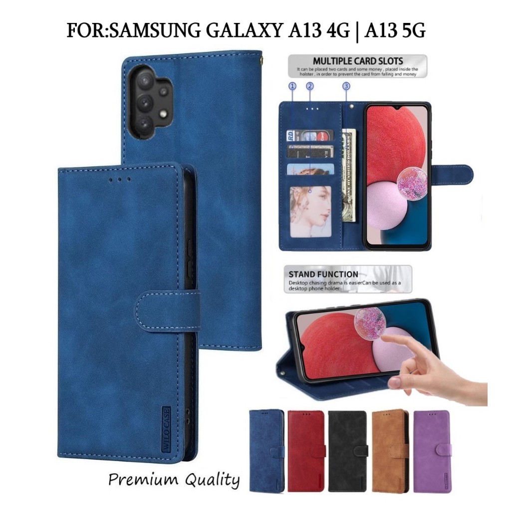 Flip Cover Samsung Galaxy A13 4G | A13 5G Leather Flip Wallet Case Kulit Case Wallet Leather Flip Ca