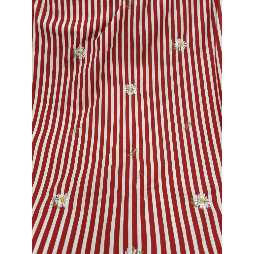 KAIN KATUN SALUR BORDIR WARNA DASAR ORANGE PUTIH