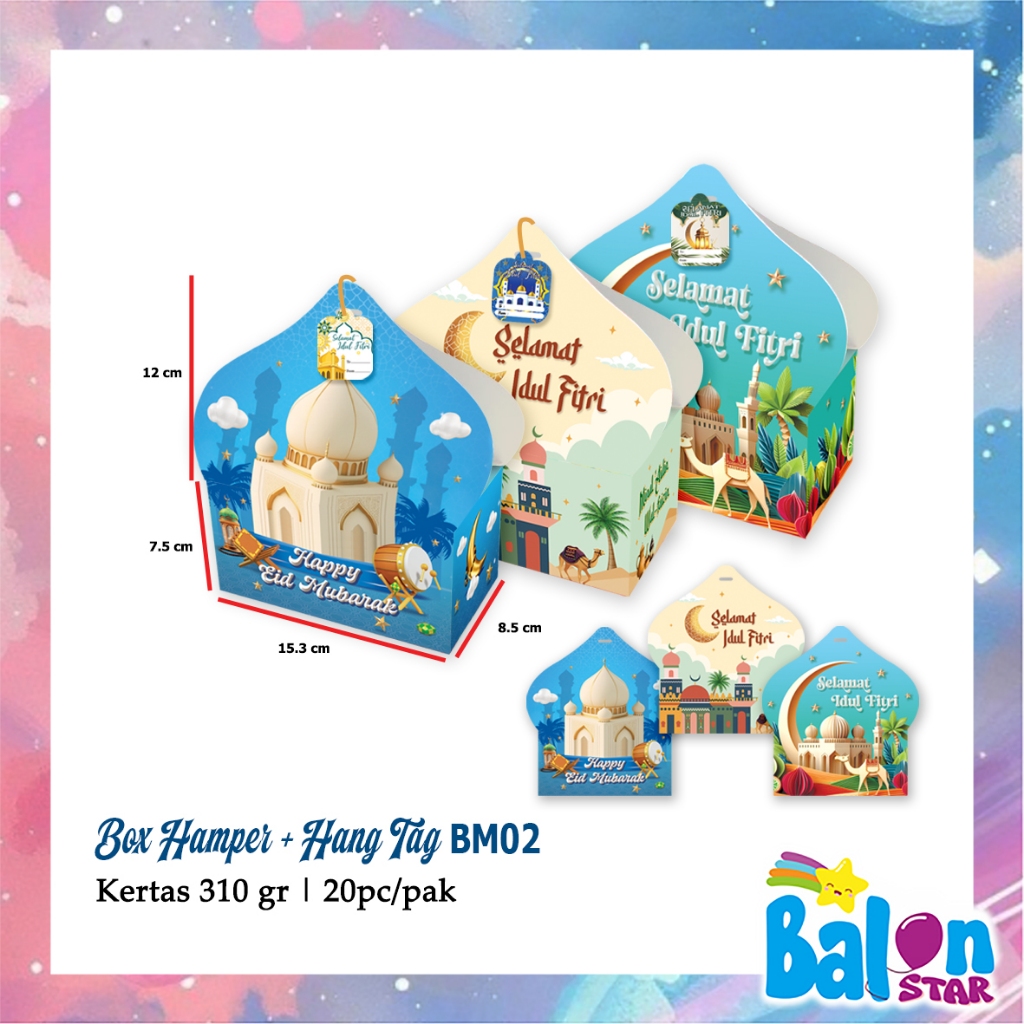 (5Pcs) Box hampers Cookies + handtag lebaran BM02 UK 15,3x8,5cm tebal 310gr, dos kue lebaran, box pa