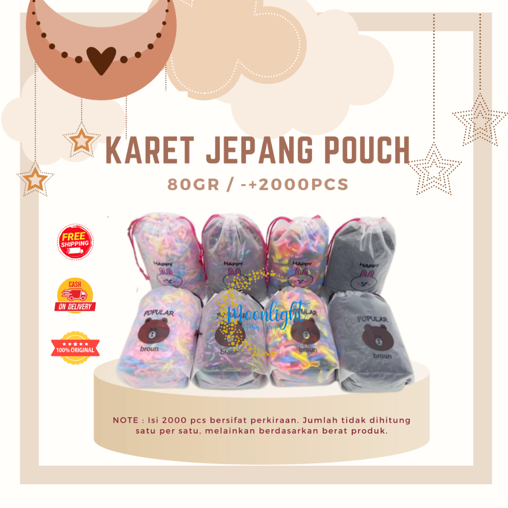 2000Pcs Karet Jepang / Karet Ikat Rambut / Karet Rambut [ FREE CUTE POUCH ]