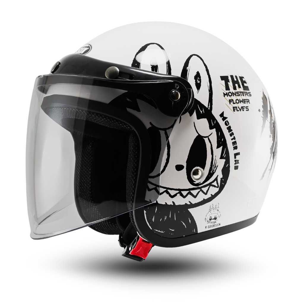 R-Six Design Helm Monster Lab Retro Bogo Pria Wanita SNI Terbaru