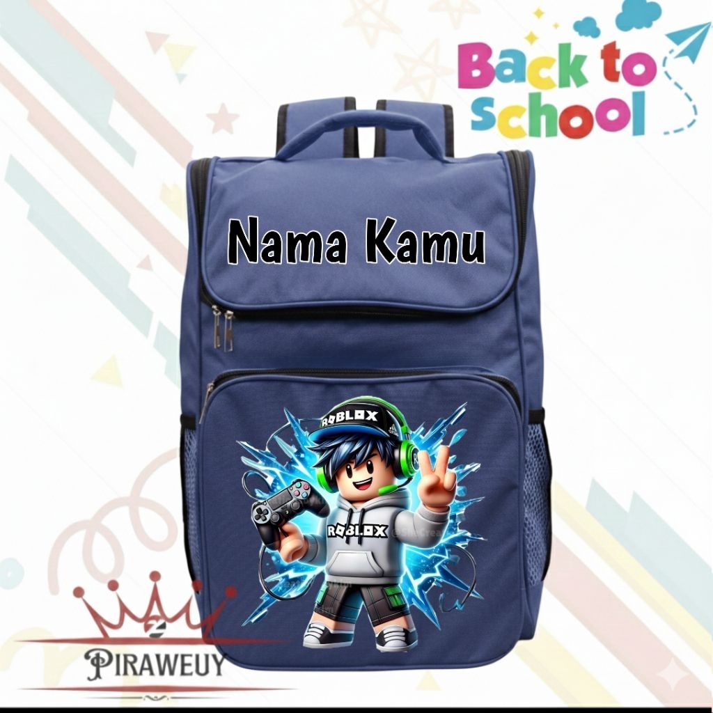 [Free Nama] Tas Ransel Anak TK SD Roblox | Tas Sekolah Anak Laki-Laki Perempuan | Back to School l t