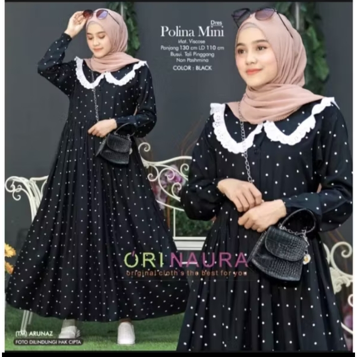 Midi Dress Polka ll Dress Midi Rayon Polka ll Kania Midi Dress