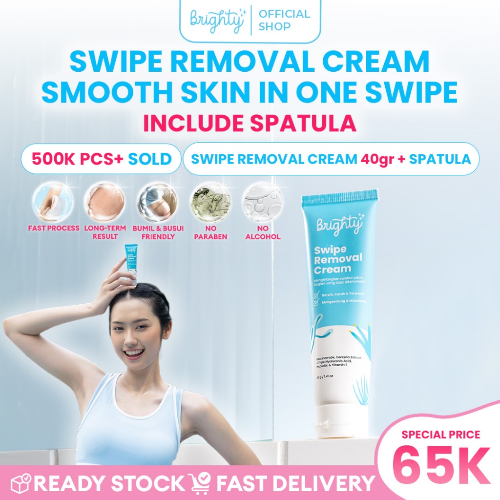 Brighty Swipe Removal Cream Waxing Ketiak Perontok Bulu Permanen Pencukur Bulu Sugar Wax Hair Remova