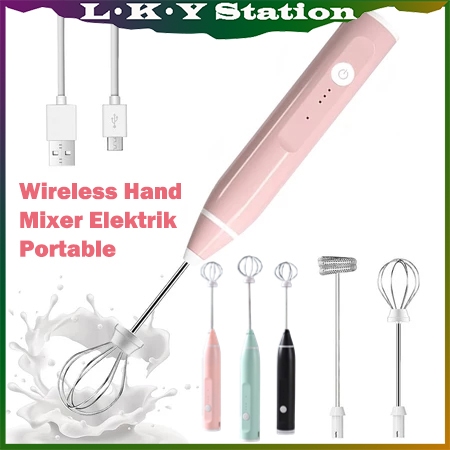 Wireless Hand Mixer Elektrik USB Portable Pembuih Susu Pengocok Telur Mini Alat Kocok Telur Electric