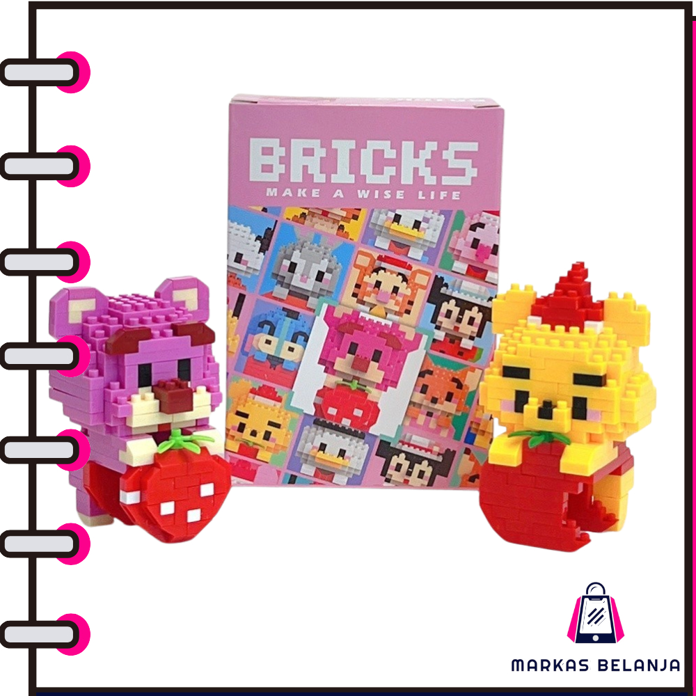 MARKAS MN21 Mini Blok Lucu Karakter Kartun Mainan Balok Susun Mainan Anak Edukatif Anak Toy DIY 3D P
