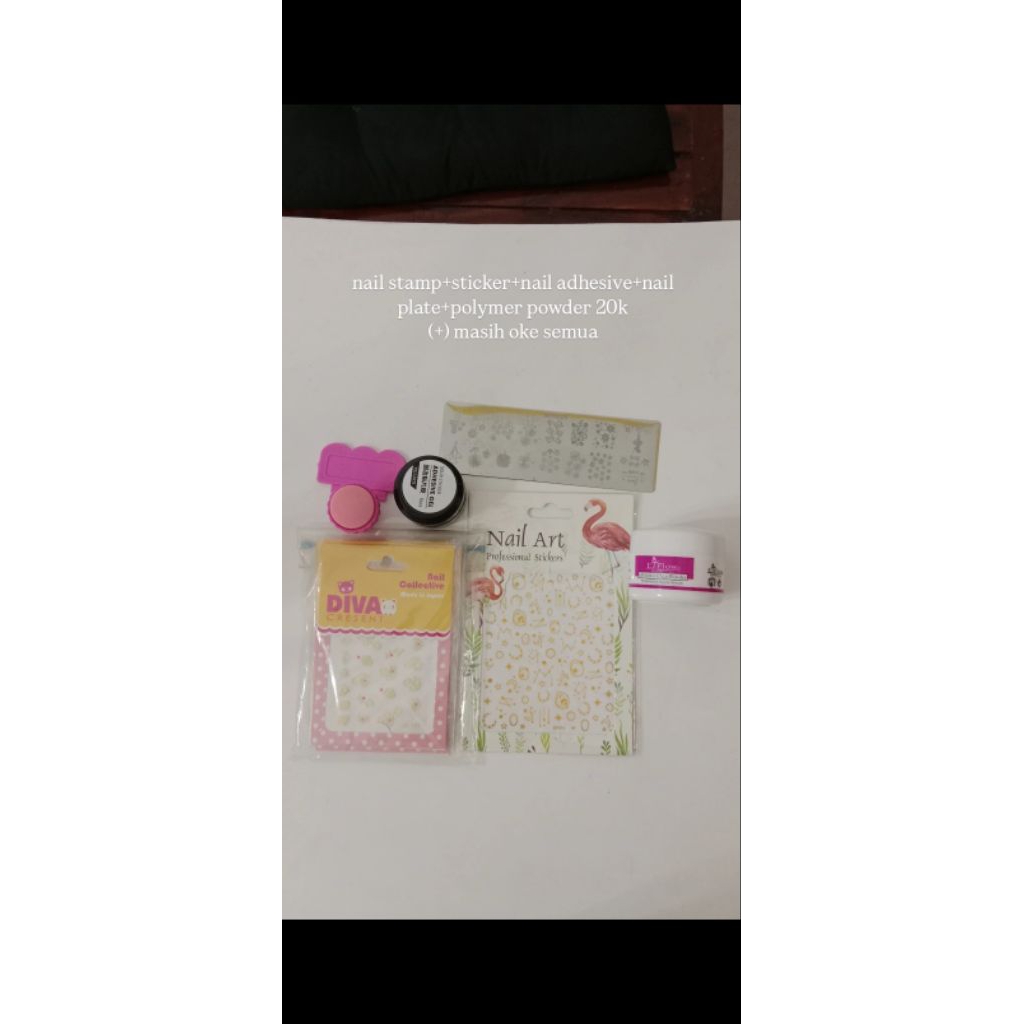 PRELOVED NAIL STAMP, NAILPLAT, STICKER, NAIL ADHESIVE, POWDER POLYMEIR ACRYLIC