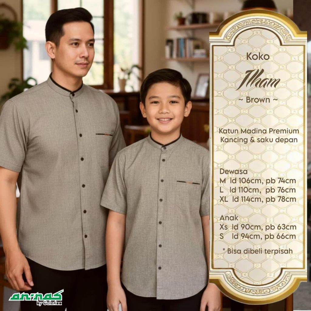 [ ata.id kids ] Ilham Kemeja couple koko ayah dan anak laki-laki by Annas