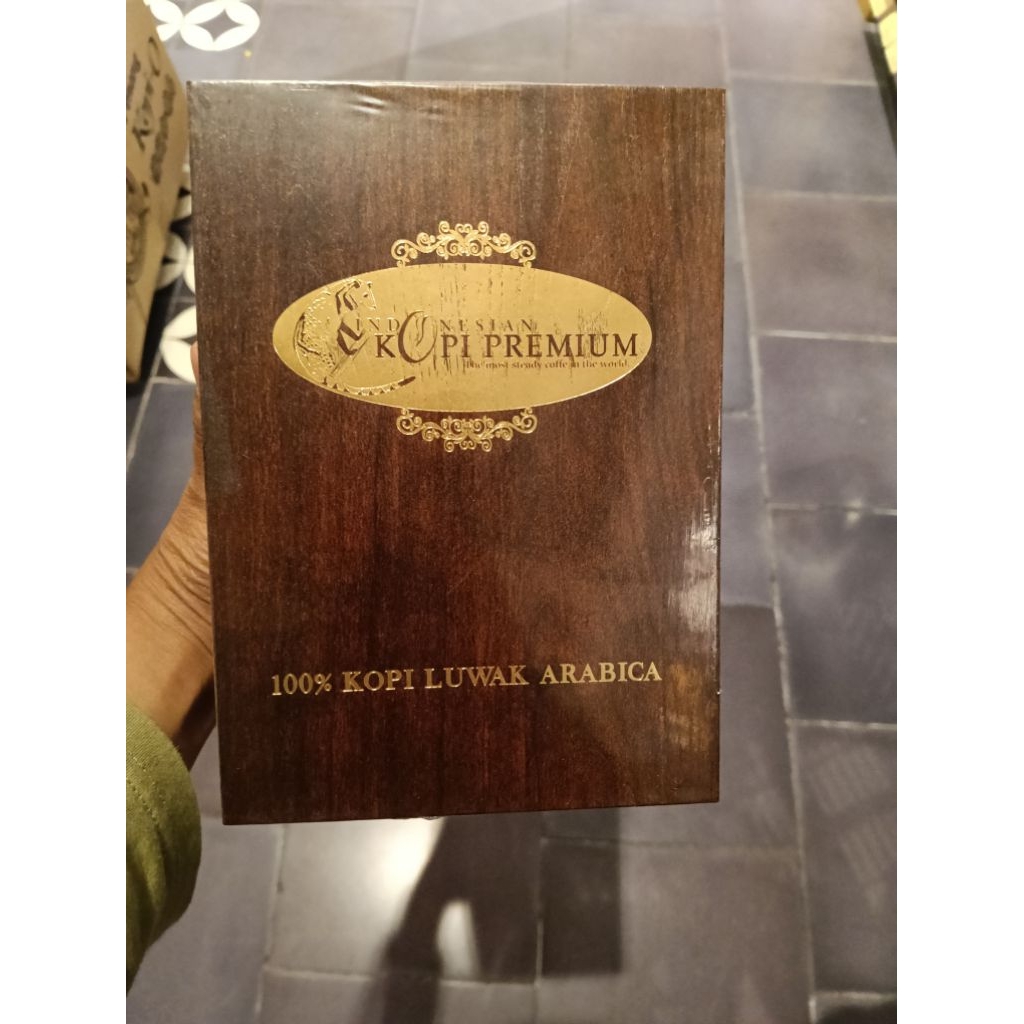 woca luwak coffee gayo wooden powder box 125gr 100% kopi luwak arabika