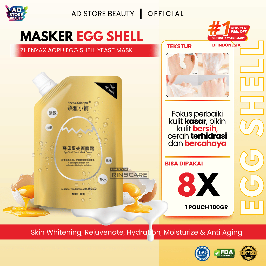 [ EGG SHELL MASK ] Zhenyaxiaopu Egg Shell Yeast Mask 100gr Peremajaan anti-aging perbaiki kulit kasa