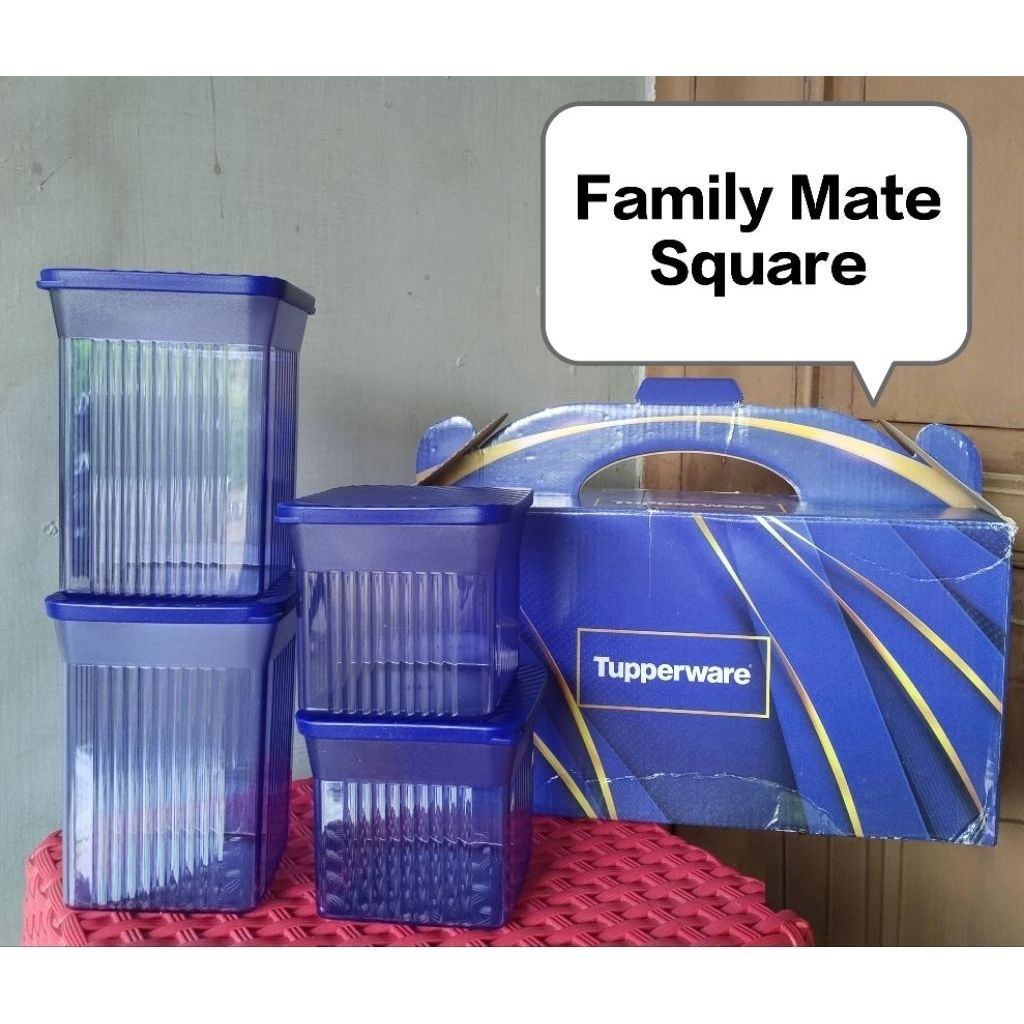 Toples kristal family mate square 1 set tupperware baru
