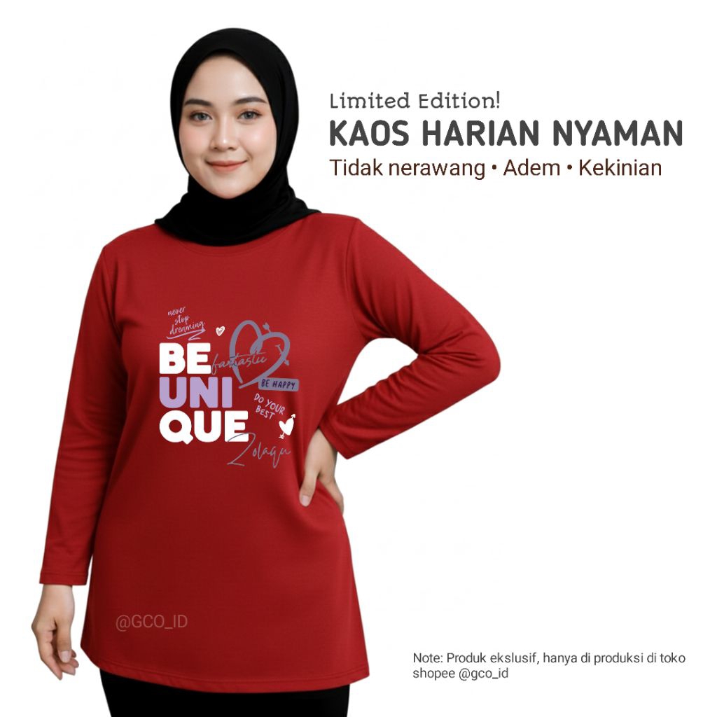 Semi Tunik Original Zolaqu Official Terbaru 2025 | Kaos Wanita ZLQ Merah Motif Bulis Ekslusif Lengka