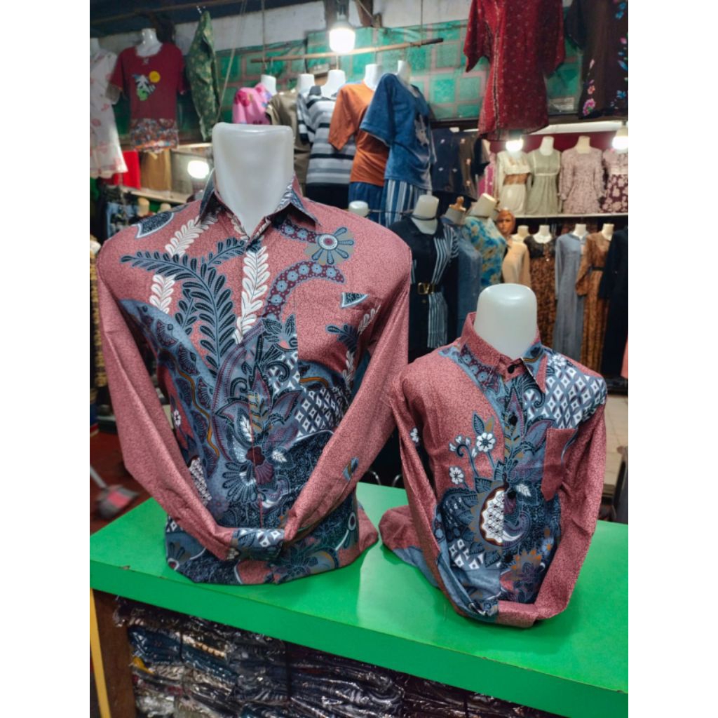 couple batik ayah dan anak #pink salem
