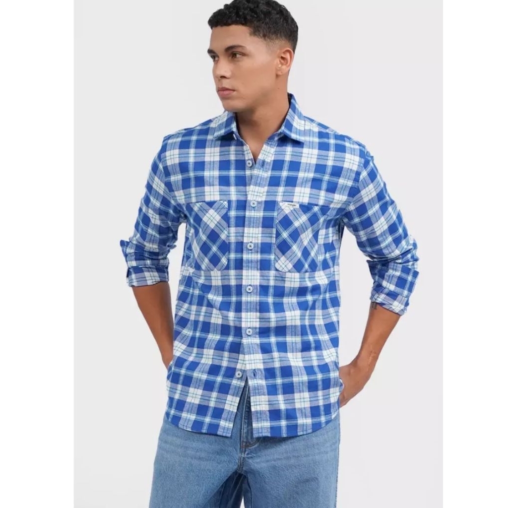 Kemeja Flanel Original WRANGLER 04P25 BLUE