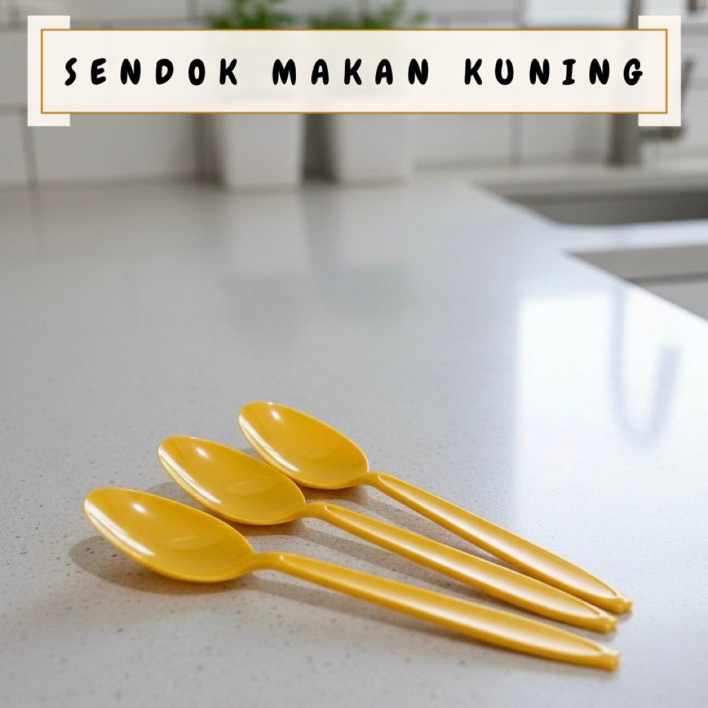 SENDOK MAKAN PLASTIK KUNING / SENDOK MAKAN PLASTIK / SENDOK MAKAN / PERALATAN MAKAN / SENDOK
