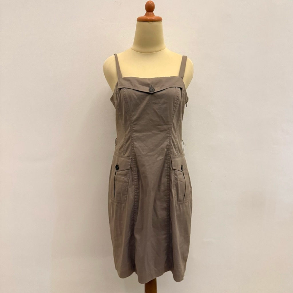 BCBG Maxazria Brown Sleeveless Dress Outer Vintage Preloved Fashion Wanita Branded