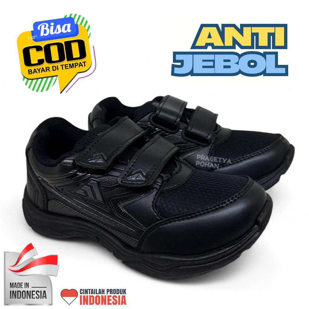 Sepatu Anak PAUD TK Anak Perempuan dan Anak Laki - Sepatu PAUD TK ANTI JEBOL HITAM
