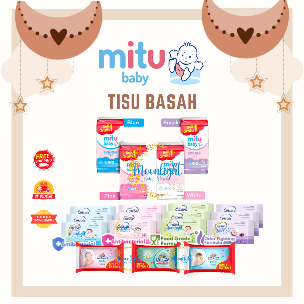 Tissue Basah MITU Baby | Baby Wipes Tisue Basah Bayi Set Beli 1 Gratis 1 50's + 50's