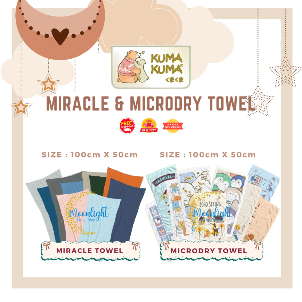 Kuma Kuma Miracle Towel / Mircrodry Baby Towel - Handuk Mandi Bayi 140x70 Bahan Microfiber Serap Air