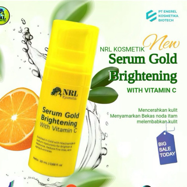 SERUM GOLD BRIGHTENING WITH VITAMIN C MENCERAHKAN KULIT WAJAH NRL KOSMETIK
