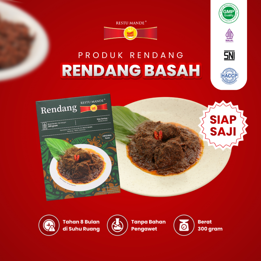 Restu Mande [Terlaris] Rendang Sapi Basah 300 gram