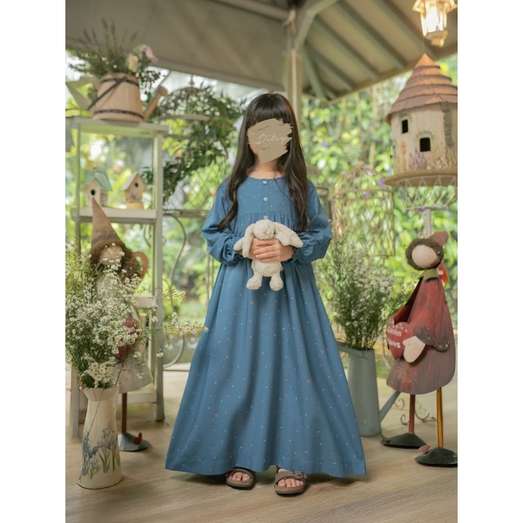 [SIZE 1] Little Nuell Steel Blue Nightgown by Ditsy Daster Anak