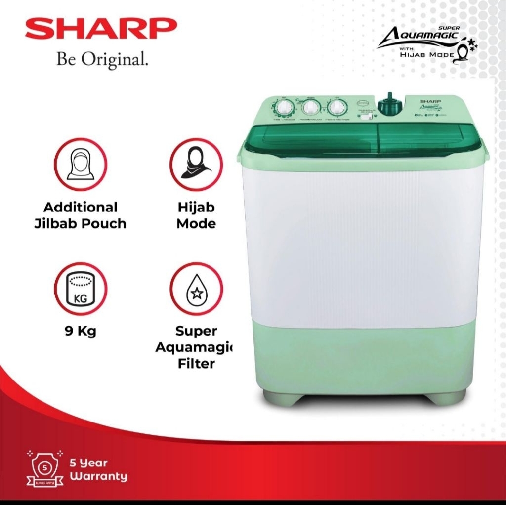 MESIN CUCI SHARP 2TABUNG 10KG ES-T1070