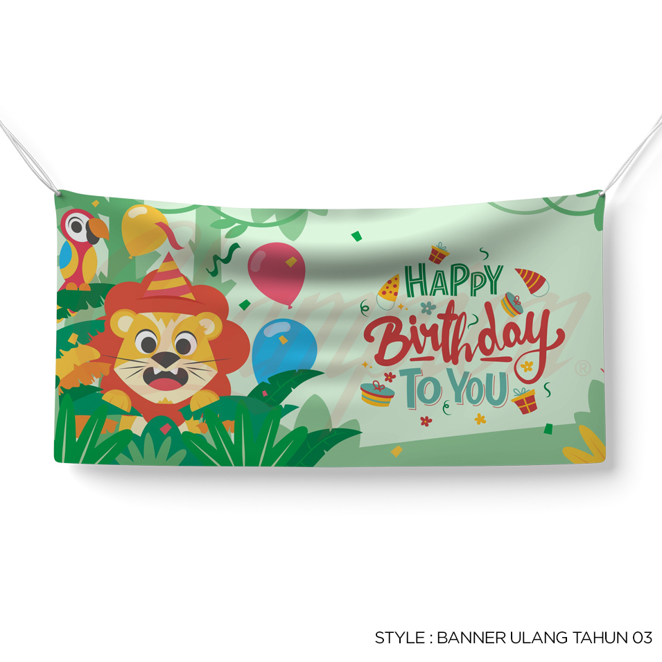 Banner Backdrop Ulang tahun anak Happy Birthday Cetak Custom Baner Animal perlengkapan ulang tahun a