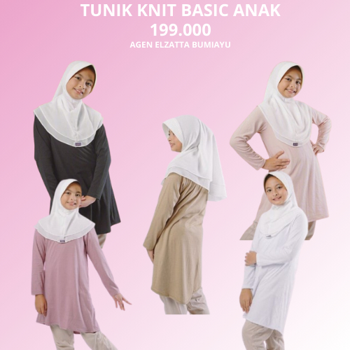 Elzatta Tunik Knitt Basic Anak Tunik Bahan Kaos Banyak Pilihan Warna
