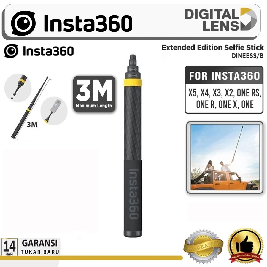 Insta360 Extended Edition 3M Selfie Stick New Version Insta 360 DINEESS/B Garansi Resmi