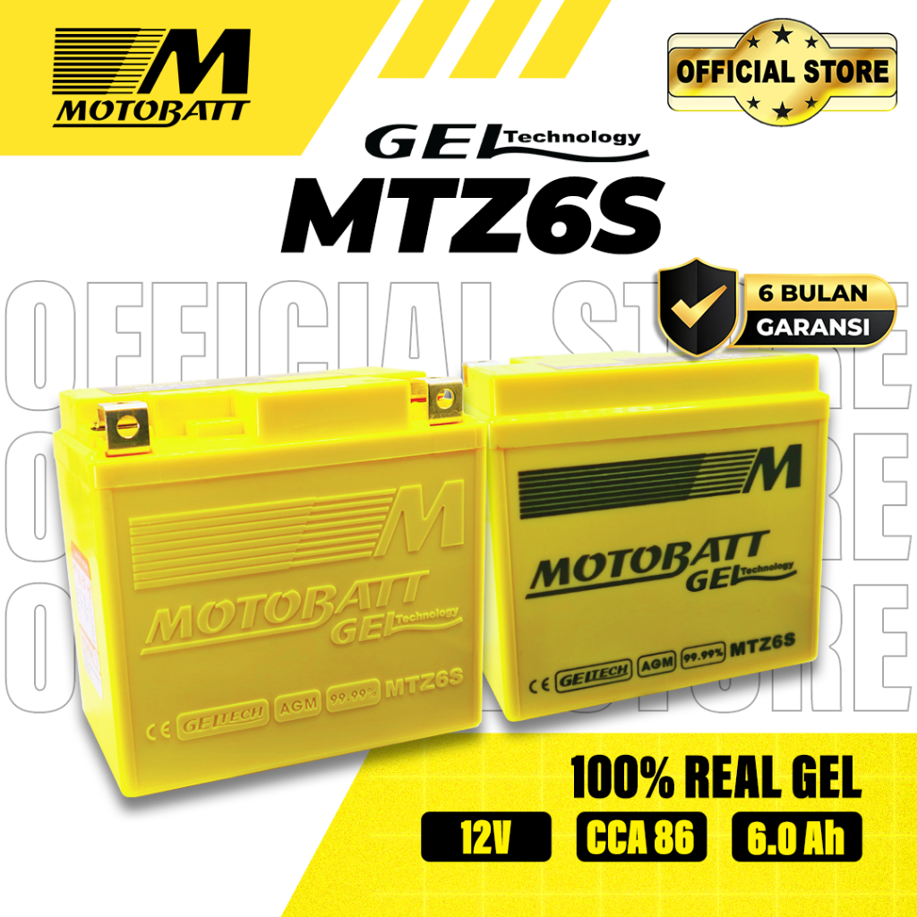 Motobatt Gel MTZ6S - 6Ah (Garansi 6 Bulan) (YAMAHA NMAX 155 NEW 2021 Keatas, AEROX 155 Standard Vers