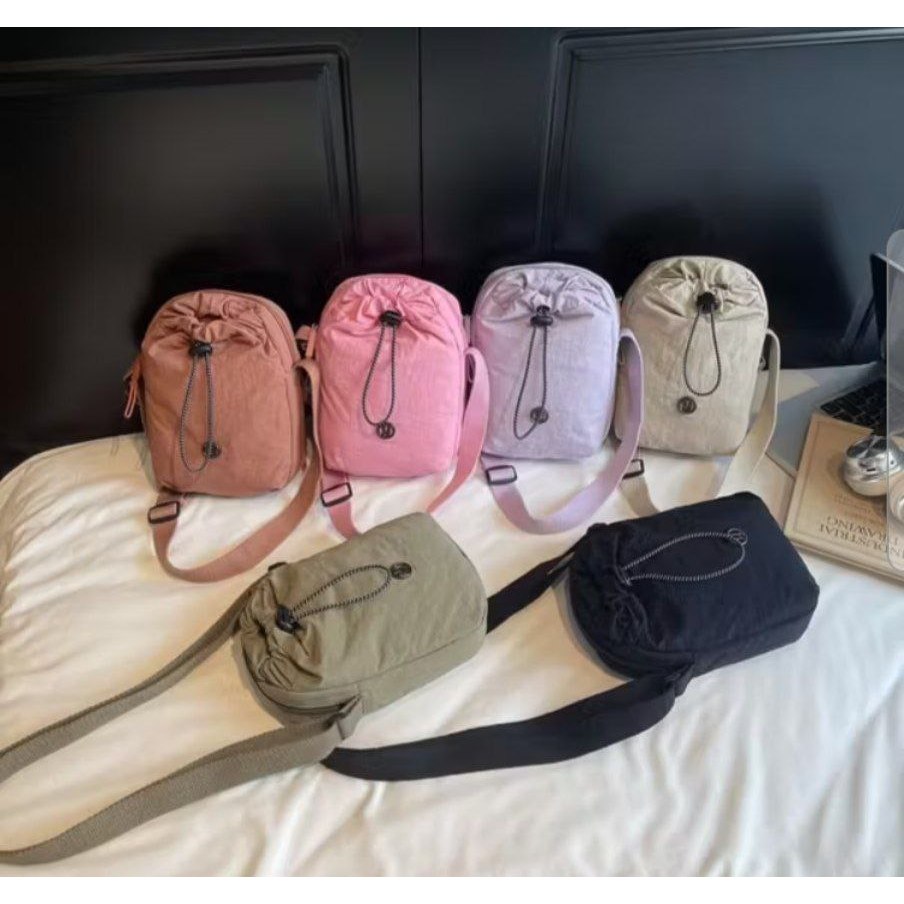 Tas Selempang Olahraga Pria Wanita, Tas Botol Minum, Tas Gym Tali Tarik untuk Lari & Aktivitas Sehar