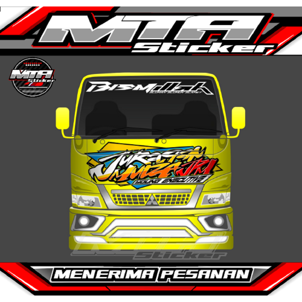 Stiker Kabin Depan & Kaca Depan Truk Canter - Stiker Variasi Truk Canter - Stiker Bisa Custom/Requet