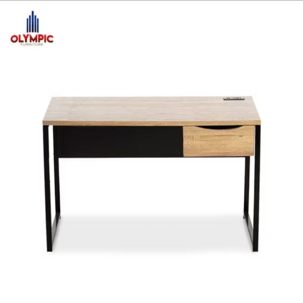 Meja kerja kantor belajar kaki besi Olympic MT HICKORY - Bandung saja