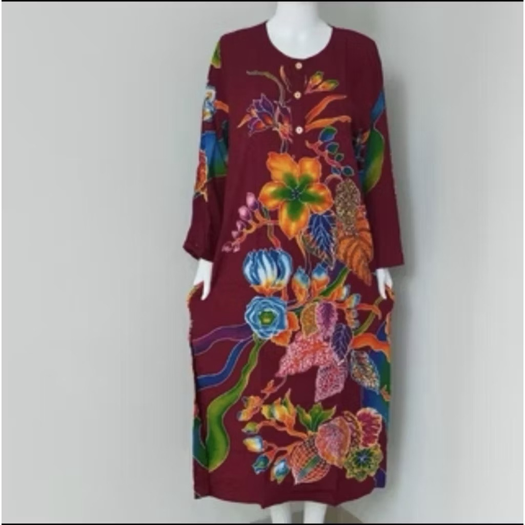 DASTER KENCANA UNGU LENGAN PANJANG BAHAN KATUN RAYON MODEL TERBARU LD120cm