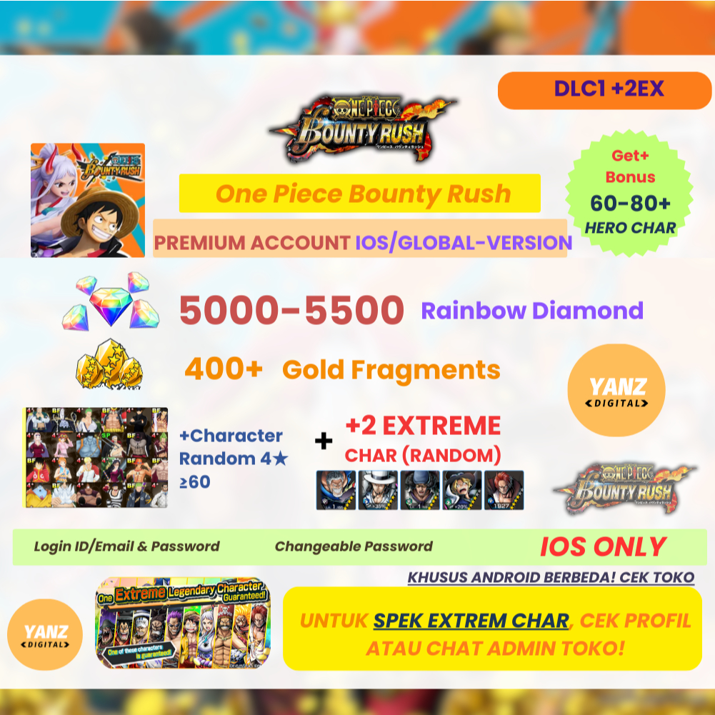 Pack Gacha IOS Edition One Piece Bounty Rush | Rainbow Diamond & Fragment Random EX / BF - Global