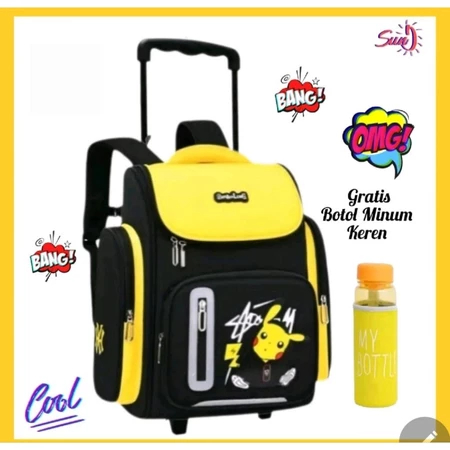 Tas Troli Koper Dorong Double Model Kartun Animasi Pokemon Go Unofficial Ransel Sekolah Anak Laki-la