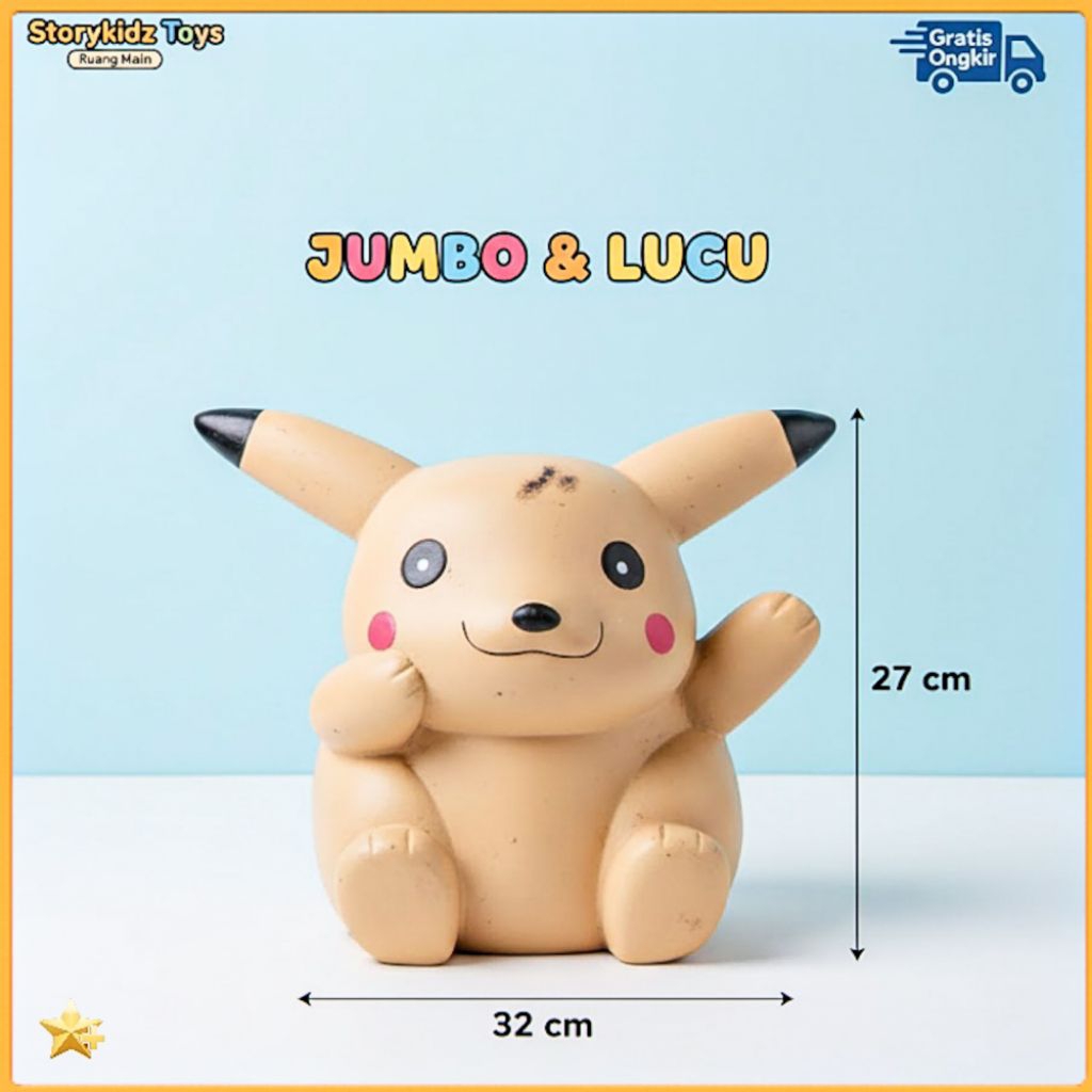 Celengan Pikachu Jumbo Lucu Pokemon Nostalgia 90an Tabungan Anak Karakter Pajangan Boneka Gemoy