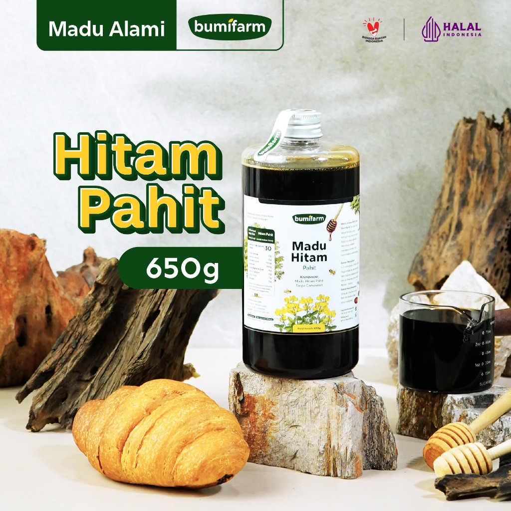 MADU HITAM PAHIT MURNI RAW ASLI 650GRAM BUMIFARM ALAMI TANPA CAMPURAN APAPUN RAW HONEY MINUMAN HERBA