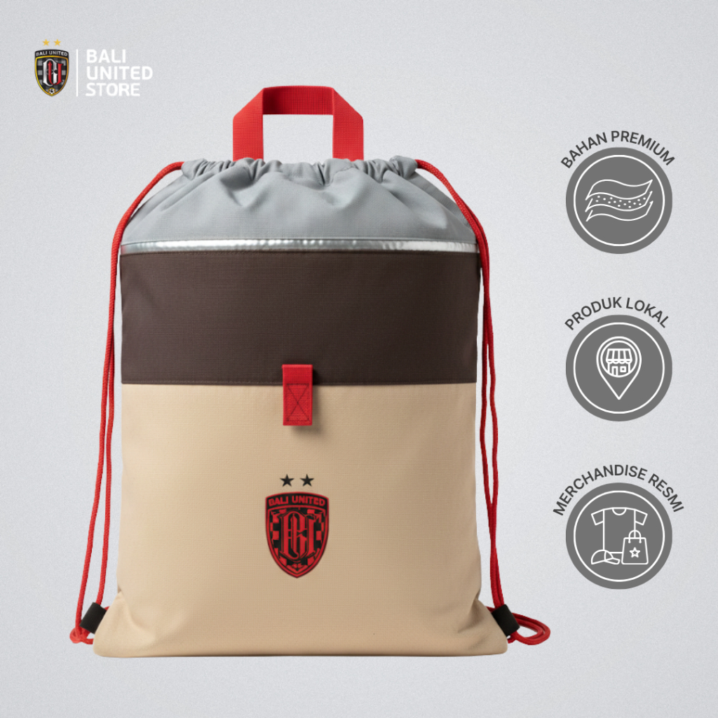 Bali United Tricolor Drawstring Backpack - Tas Ransel Laptop Bali United Tas Pantai Besar Flexible