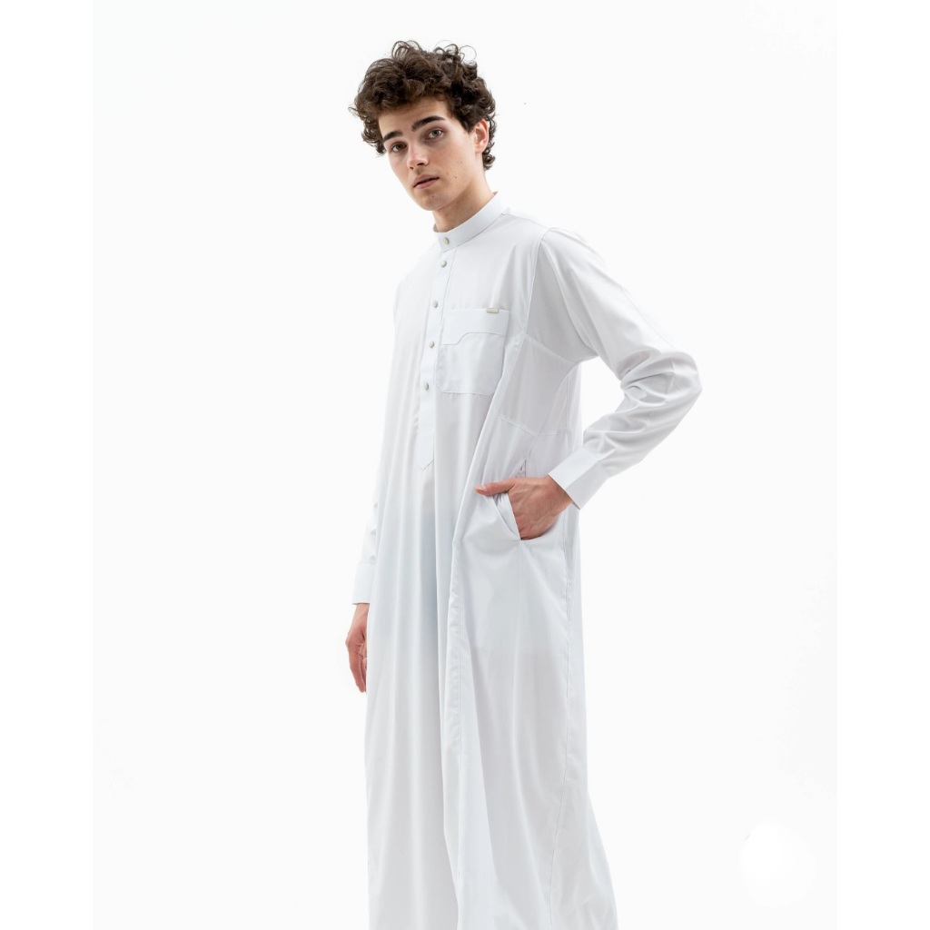 ALRAWDA by Alharamain Jubah / Gamis Pria Dewasa Slimfit Premium Series (1090) | Putih | Putih Tulang