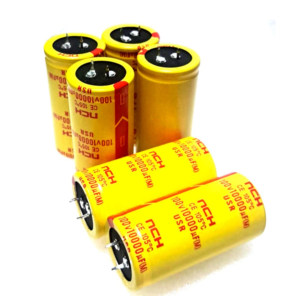 (1pcs) Kapasitor Elko Elco Nichicon USR 10000uF 100Volt Yllw ( Dim L=3,5cm x 7cm)