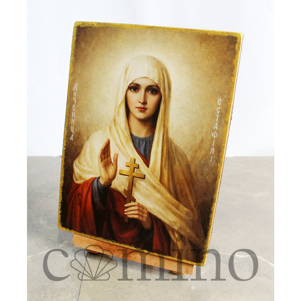 Ikon St Eugenia dari Roma | Kayu Asli | Evgenia Aleksandria Alexandria Rome Egypt Mesir | Kristen Ka