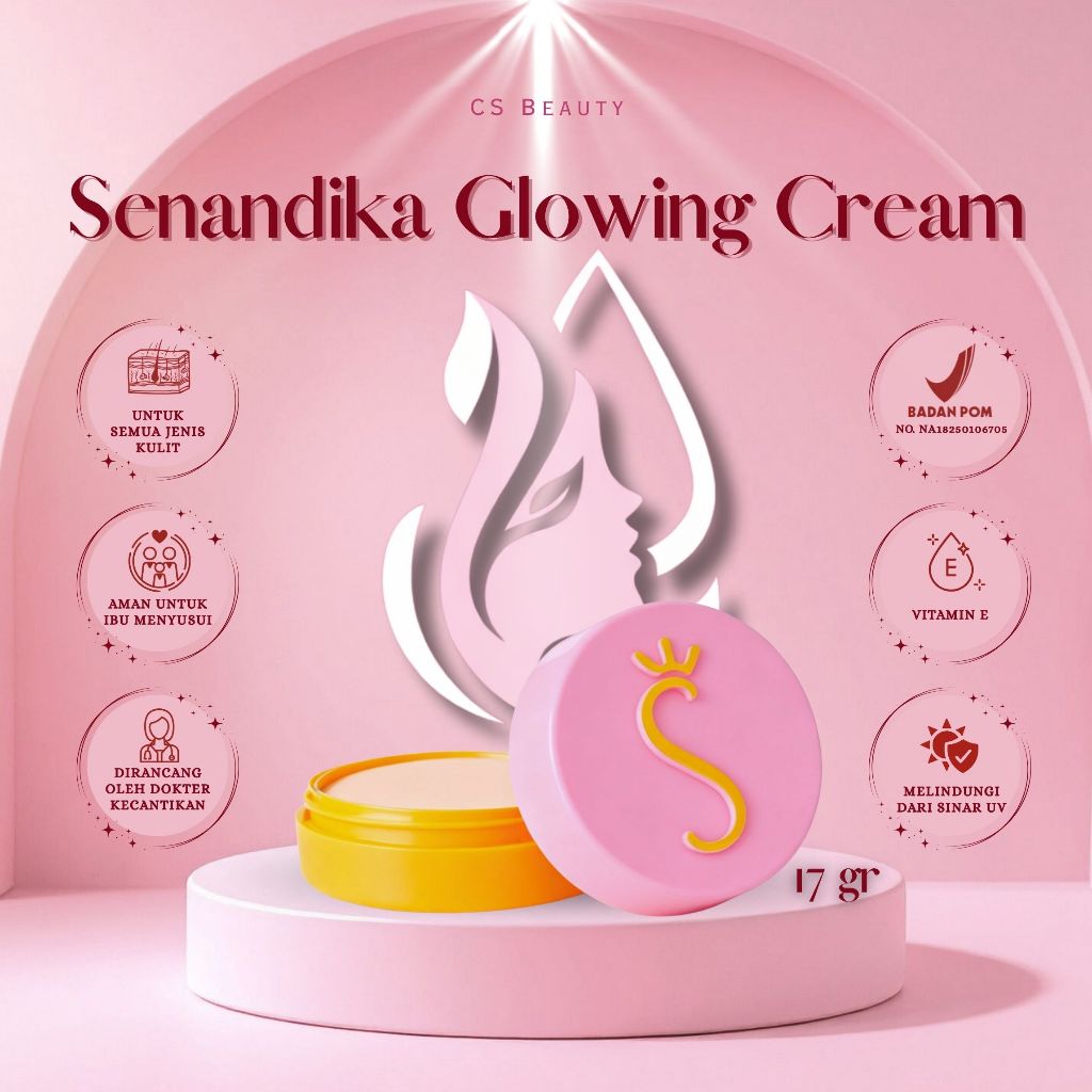 Senandika Glowing Cream 17gr BPOM Mencerahkan Kulit Vitamin E Beeswax Semua Kulit